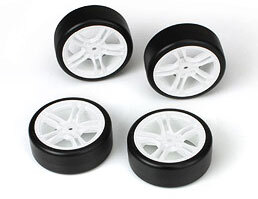 E4D mounted drift tyre & rim white rim