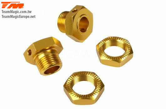 E6 Alum Gold Serrated wheel nut/adapter