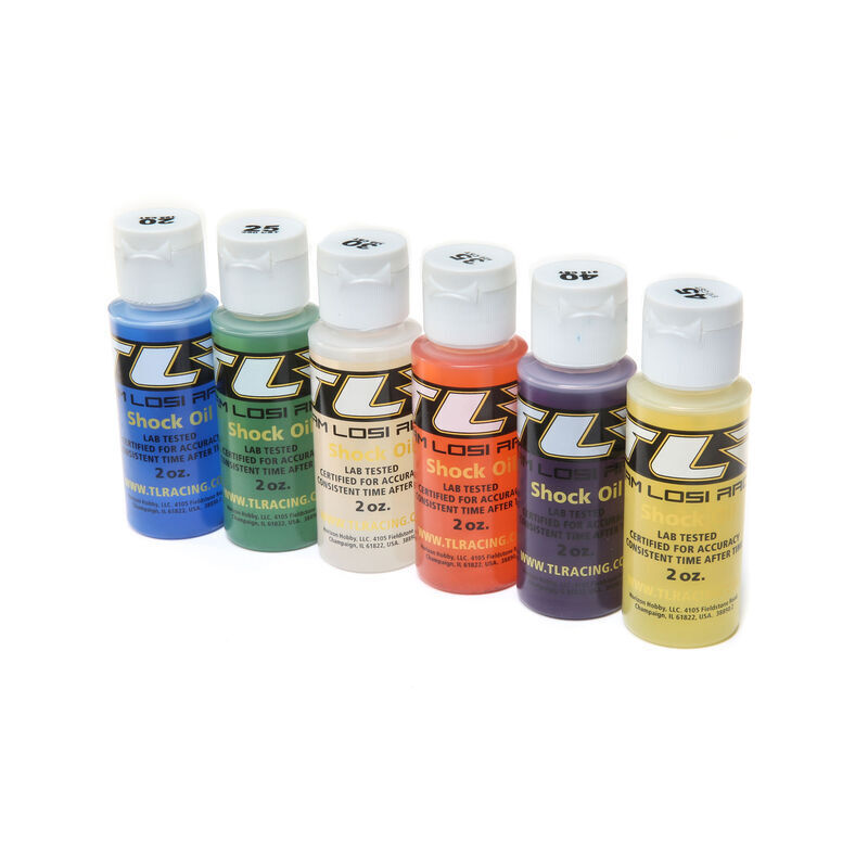 TLR Silicone Shock Oil 2oz 6pk, 20, 25, 30, 35, 40, 45wt