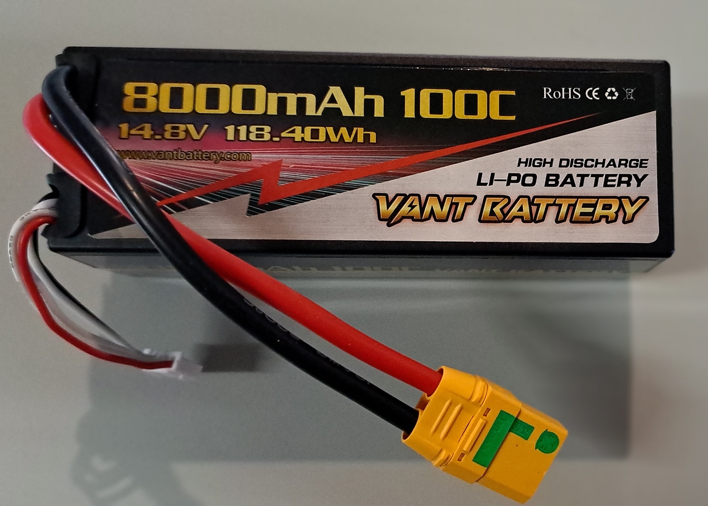 8000mAh 4S Vant 14.8V 50C-100C HardCase LiPo Battery w/ XT-90 Anti Spark